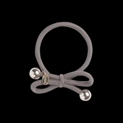 IA BON Hair Tie with Gold Bead Deep Taupe Grey New