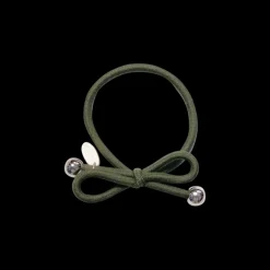 IA BON Hair Tie with Gold Bead Dark Green New