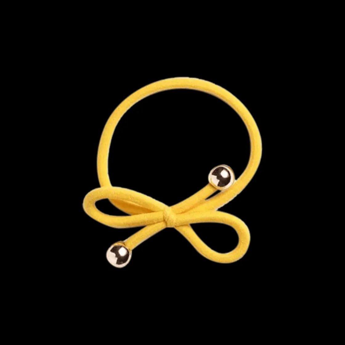 IA BON Hair Tie with Gold Bead Yellow Hot